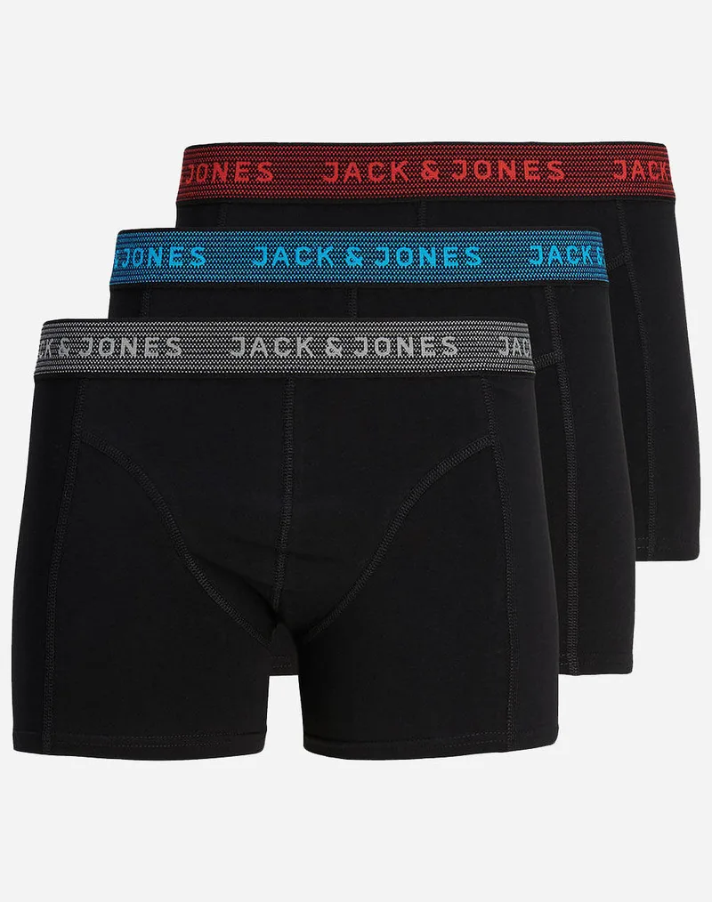 JACK&JONES ΜΠΟΞΕΡ JACWAISTBAND TRUNKS 3 PACK NOOS 12127816-Asphalt Black