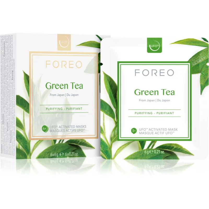 FOREO UFO™ Green Tea δροσιστική και καταπραϋντική μάσκα 6 x 6 γρ