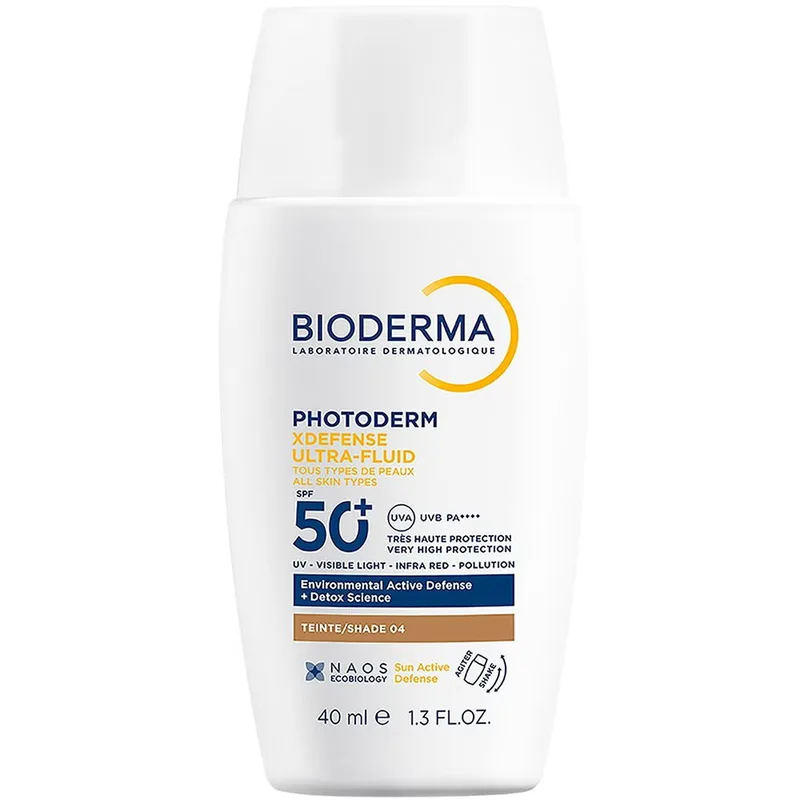 Bioderma Photoderm XDefense Tinted Spf50+ Ultra-Fluid Εξαιρετικά Λεπτόρρευστο Αντηλιακό Προσώπου Πολύ Υψηλής Προστασίας με Χρώμα για Όλους τους Τύπους Επιδερμίδας 40ml - Shade 04