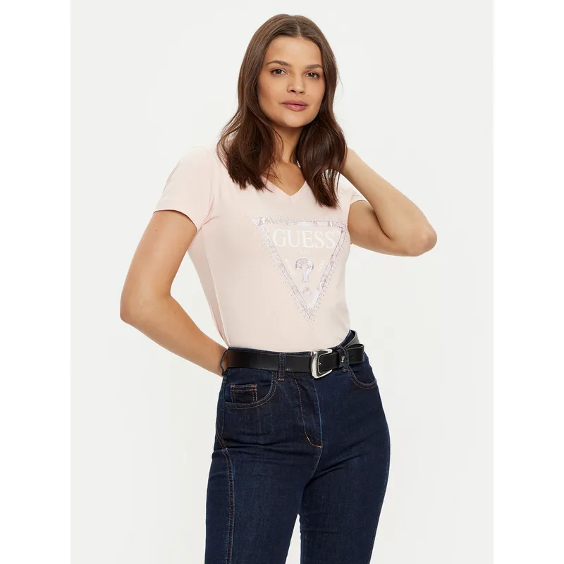 Guess T-Shirt W5RI21 J1314 Μπεζ Regular Fit
