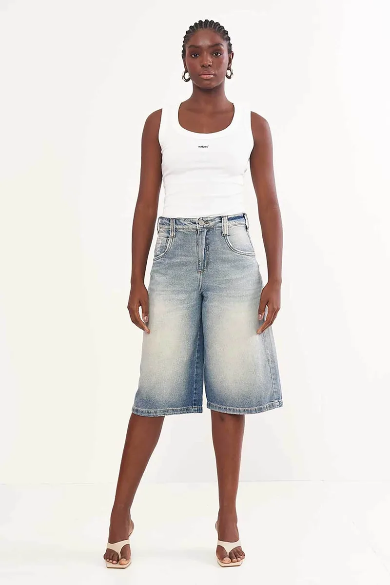 Colcci γυναικείο σορτς denim Straight fit "Capri Verona" - 002.11.00637 Denim Blue Ανοιχτό
