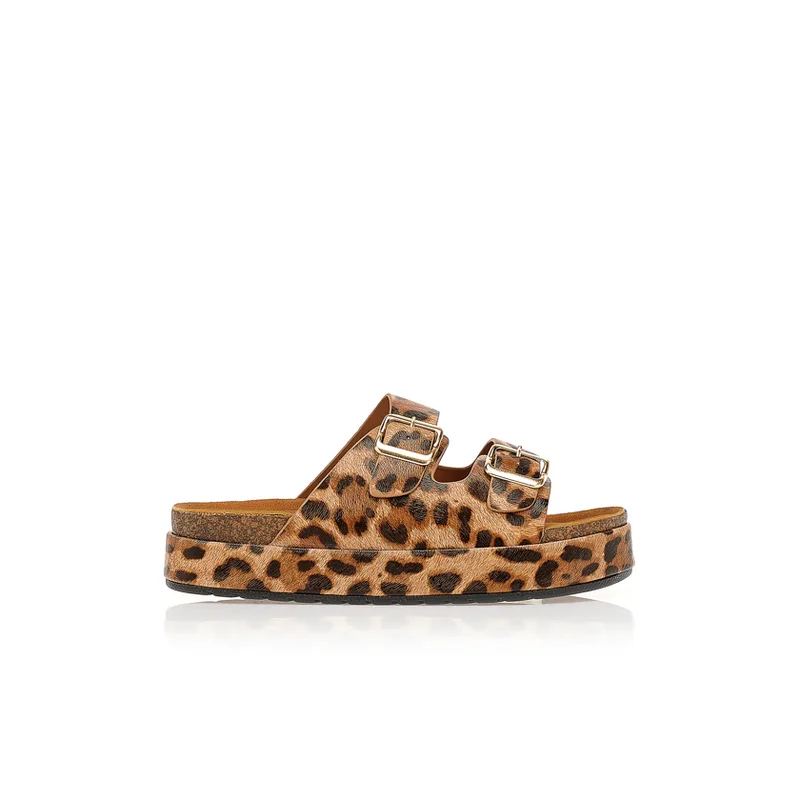 Flatforms TSOUKALAS animal print σουέτ ΛΕΟΠΑΡ