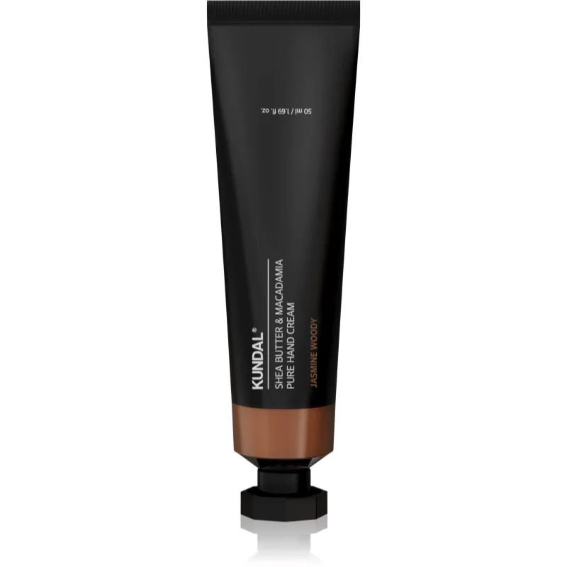 KUNDAL Shea Butter & Macadamia Jasmine Woody ενυδατική κρέμα για τα χέρια με θρεπτικό αποτέλεσμα 50 ml