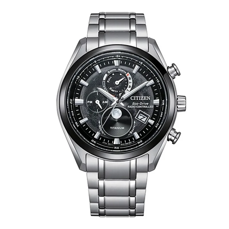 CITIZEN Tsuki-yomi Eco-Drive RadioControlled Silver Titanium Bracelet BY1018-80E