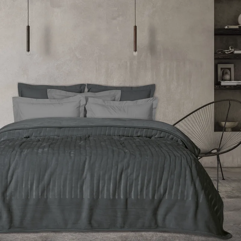 Κουβέρτα Βελουτέ Ανάγλυφη Μονή 160x240εκ. Blankets 1349 Γραφίτης Das Home (Ύφασμα: Βελούδο, Χρώμα: Γραφίτης, Μέγεθος: Μονά) - Das Home - 420577711349