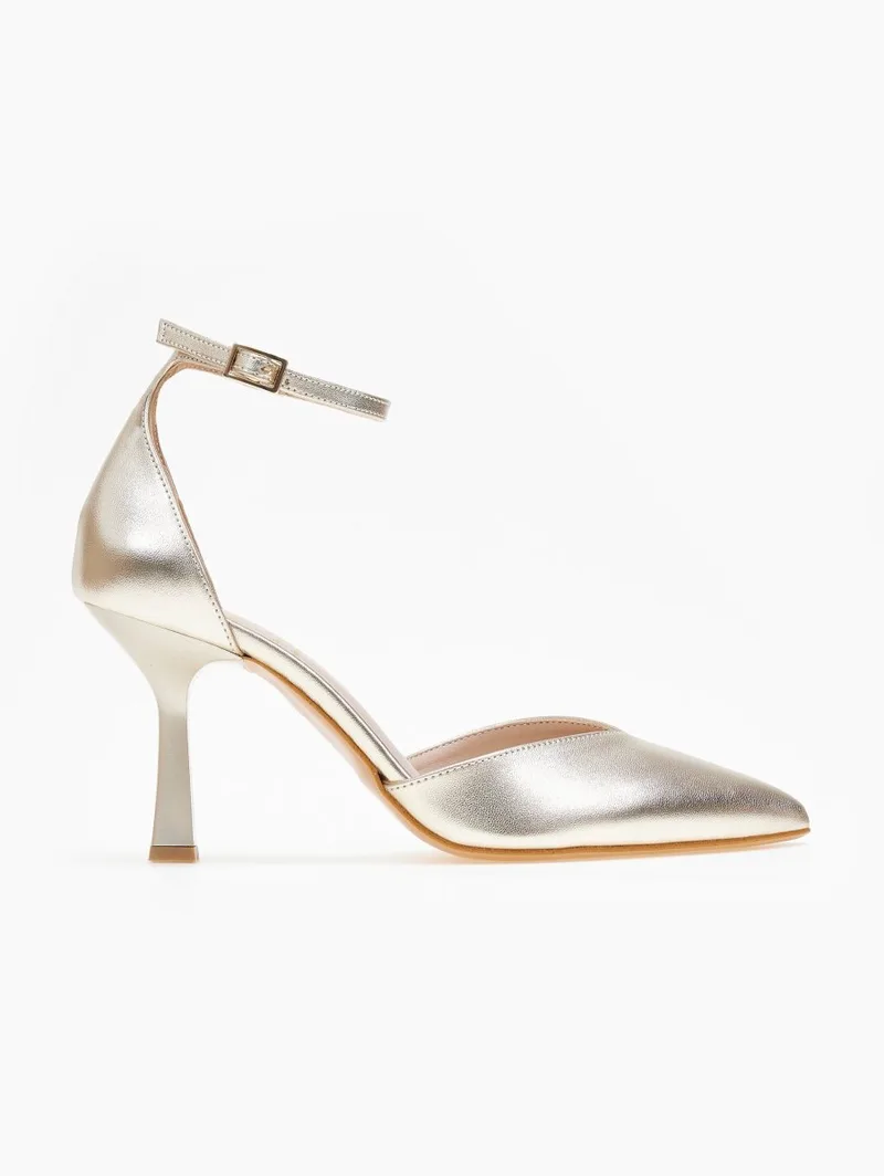 TFP Pointed-toe Ankle Strap Pumps - 770 - Light Χρυσό