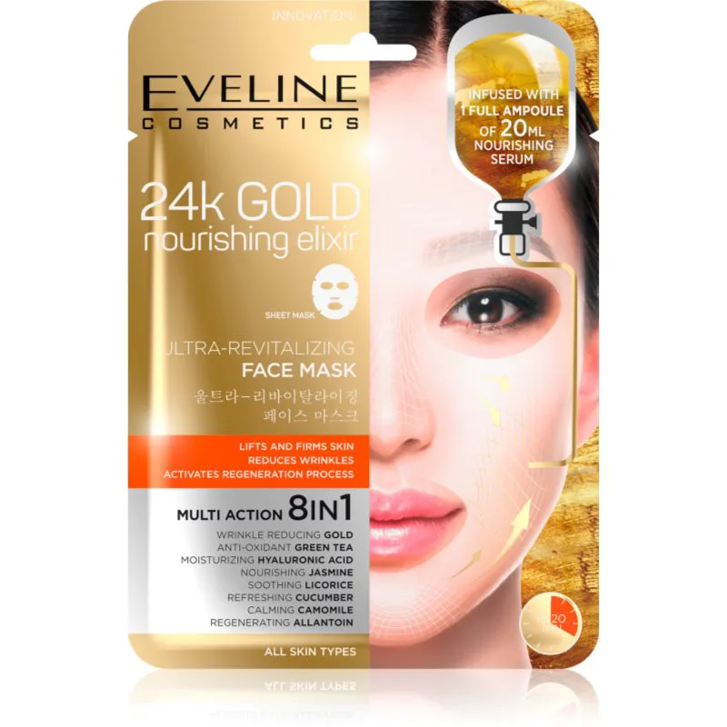 Eveline Cosmetics 24k Χρυσό Nourishing Elixir ανυψωτική μάσκα 1 τμχ