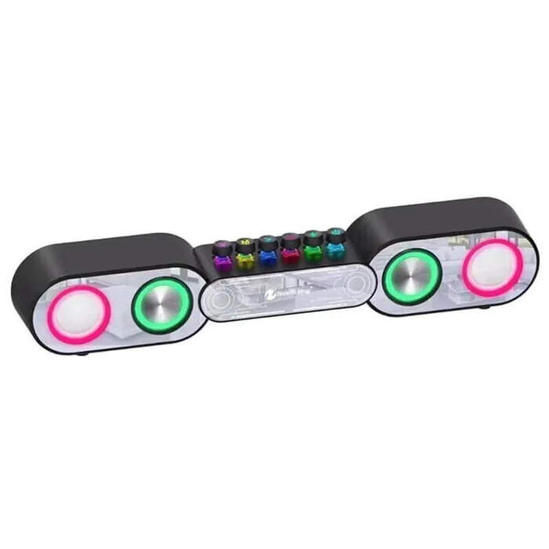 New Rixing NR-666 Ηχεία Υπολογιστή 2.0 με RGB Φωτισμό και Bluetooth Ισχύος 10W σε Μαύρο Χρώμα