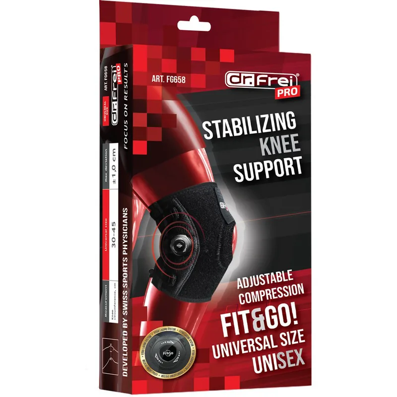 Dr. Frei Pro Stabilizing Knee Brace with Adjustable Compression Ανοικτή Επιγονατίδα με Ρυθμιζόμενο Επίπεδο Σύσφιξης 1 Τεμάχιο, Κωδ FG658