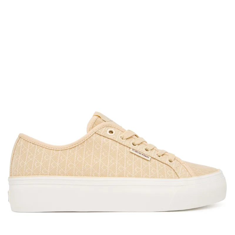 Αθλητικά Calvin Klein Vulc Flatf Laceup Jaq Aop HW0HW03265 Ανοιχτό κίτρινο