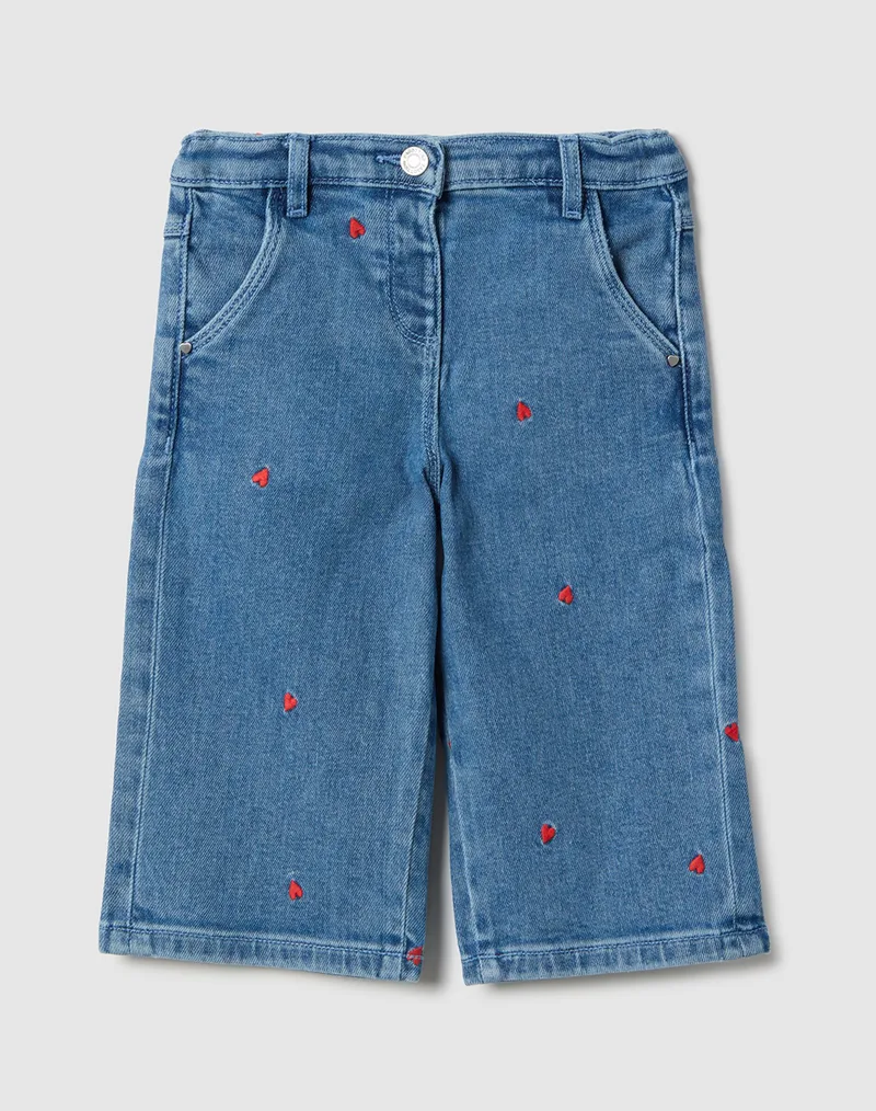 OVS DENIM WIDE LEG W/ HEARTS 2514655-MEDIUM BLUE DenimBlue