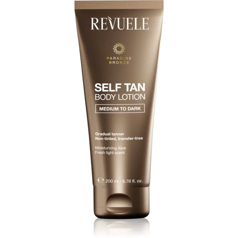 Revuele Paradise Bronze Self Tan Body Lotion γαλάκτωμα αυτομαυρίσματος για σταδιακό μαύρισμα απόχρωση Medium To Dark 200 ml