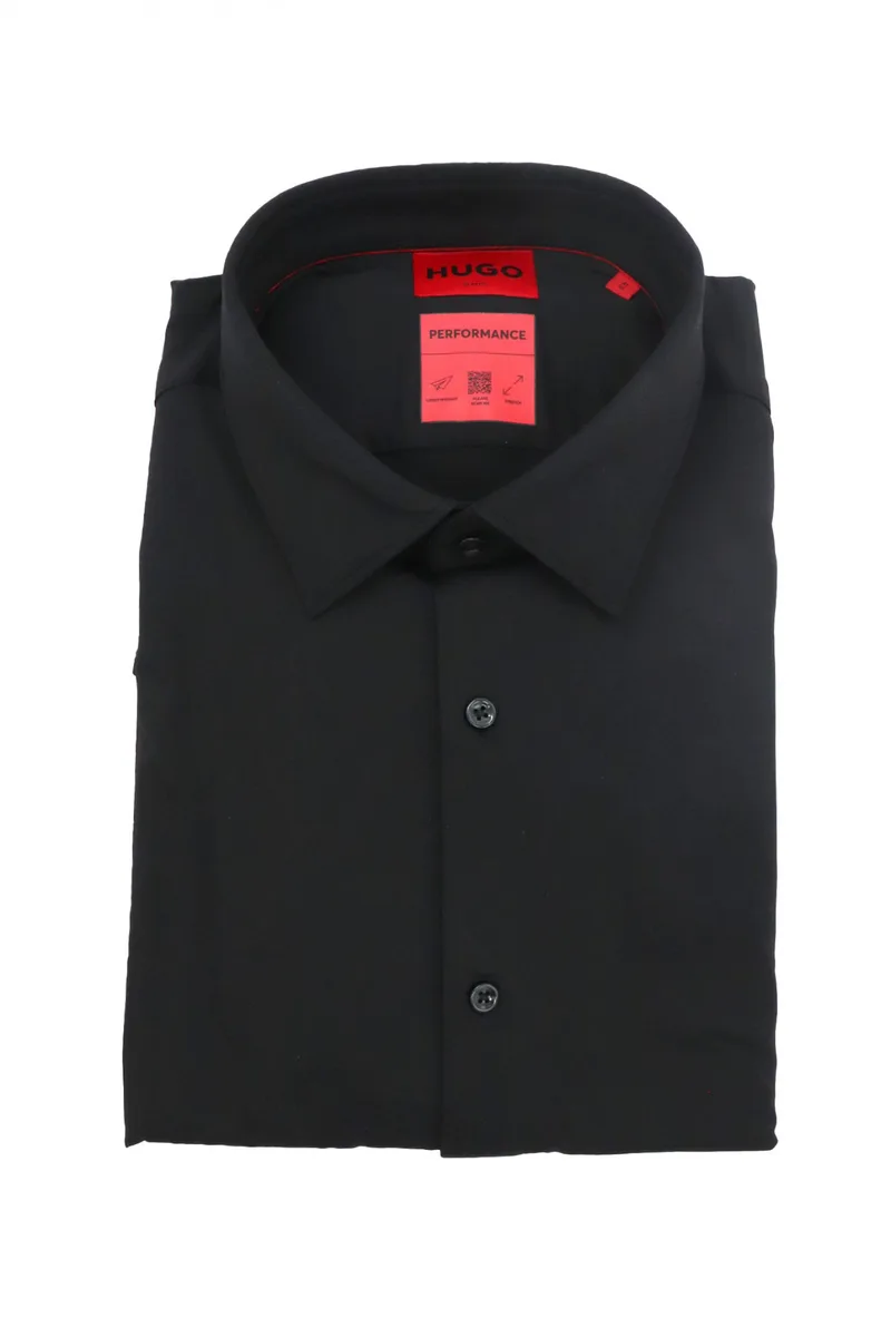 HUGO PERFORMANCE ΠΟΥΚΑΜΙΣΟ SLIM FIT KENNO ΜΑΥΡΟ