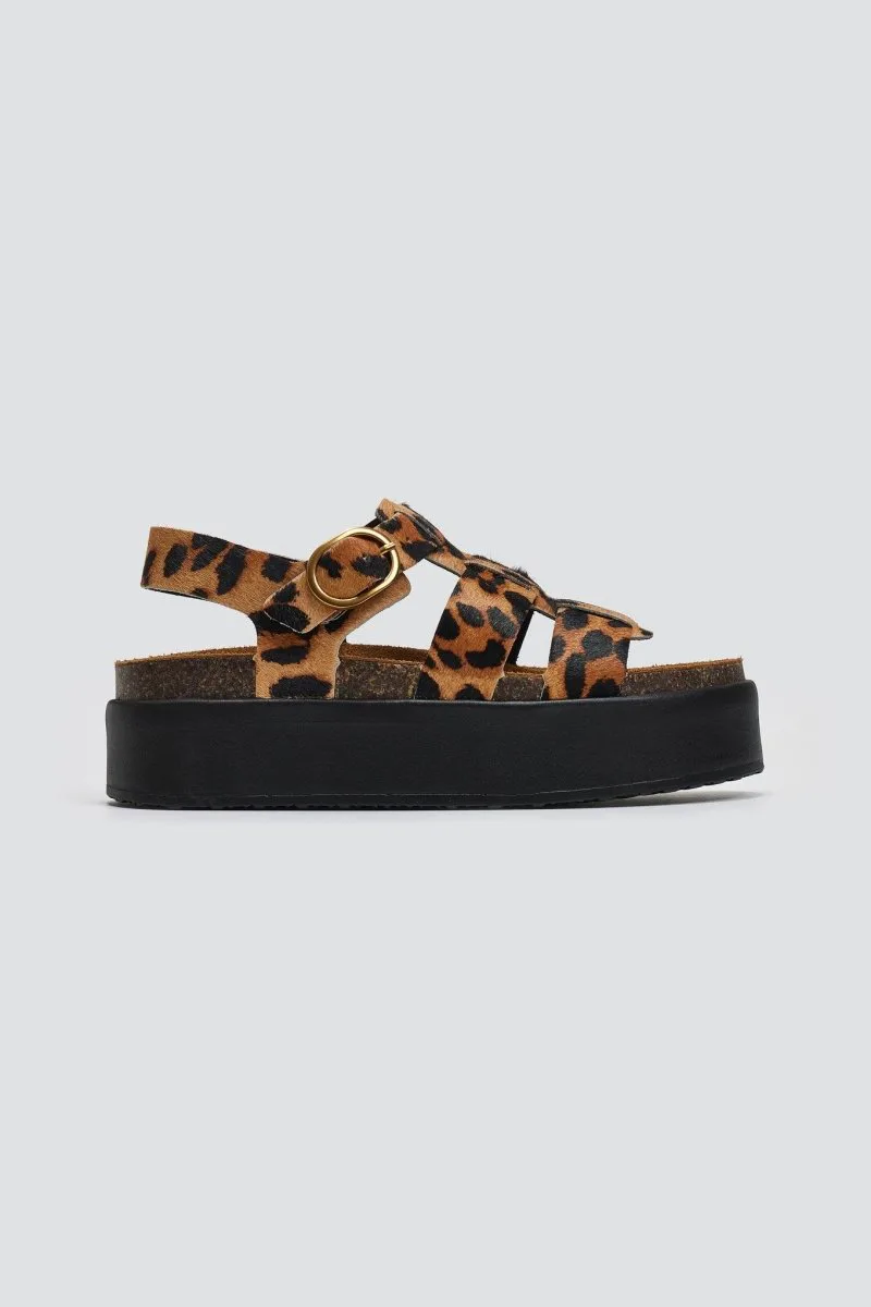 ATENEO Leather Flatform Sandals Print - 54101 (ponyskin leopard) - Leopard