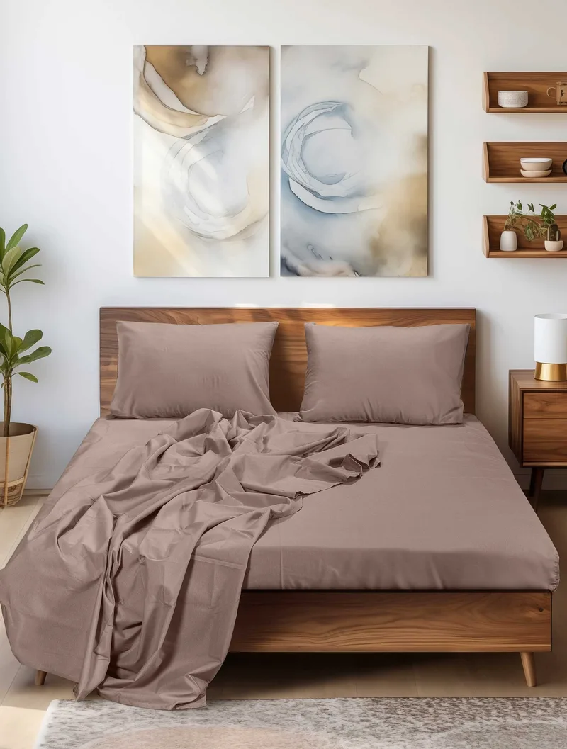 Σεντόνι Υπέρδιπλο Madi Sleek Brown Καφέ 240x260