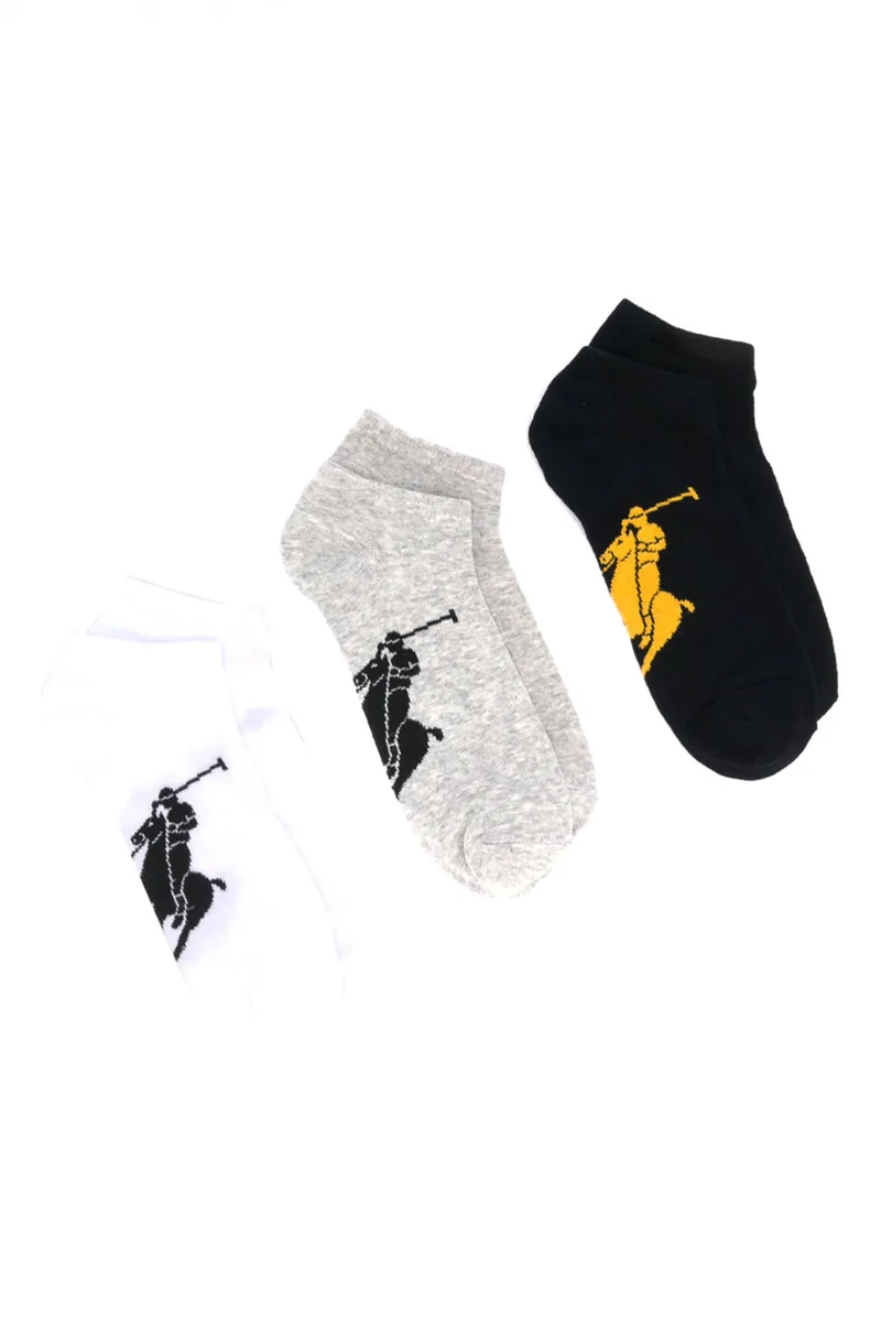 RALPH LAUREN ΚΑΛΤΣΕΣ 3PACK BIG PONY ΛΕΥΚΟ ΓΚΡΙ ΜΑΥΡΟ