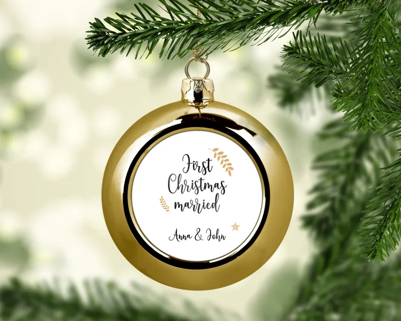 Χριστουγεννιάτικο στολίδι - Our first Christmas married - Χρυσό