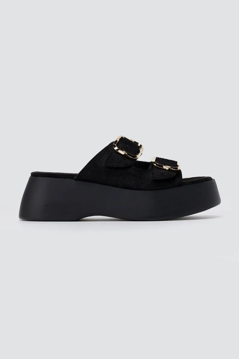 Estil Platform Sandals - 26NK-H2215 - Black Suede