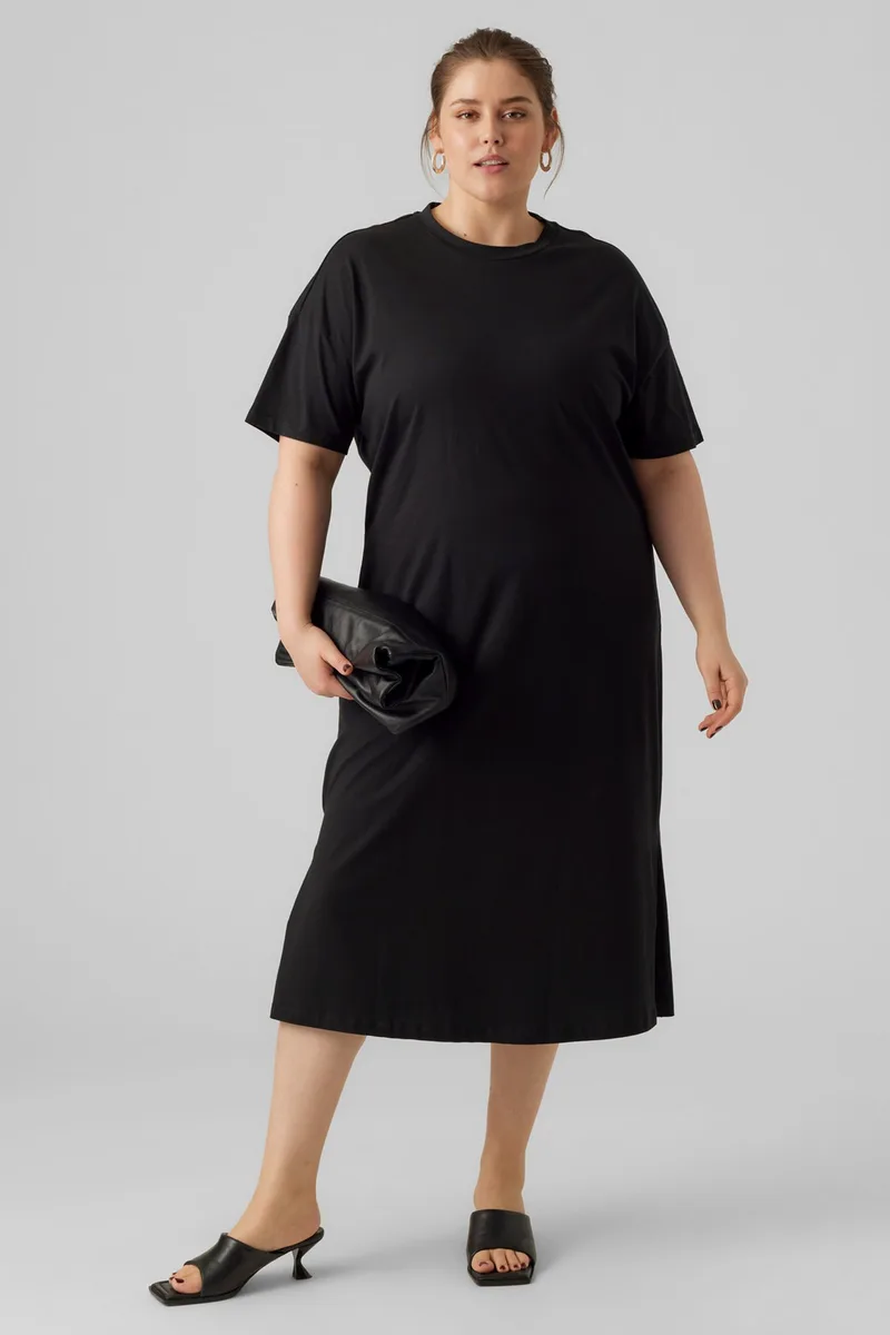 Oversized Μακρύ Φόρεμα T-Shirt με Πλαϊνά Σκισίματα VERO MODA