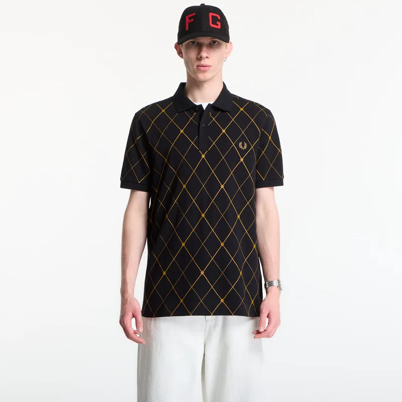 T-shirt Fred Perry Argyle Print Fred Perry Shirt Black L