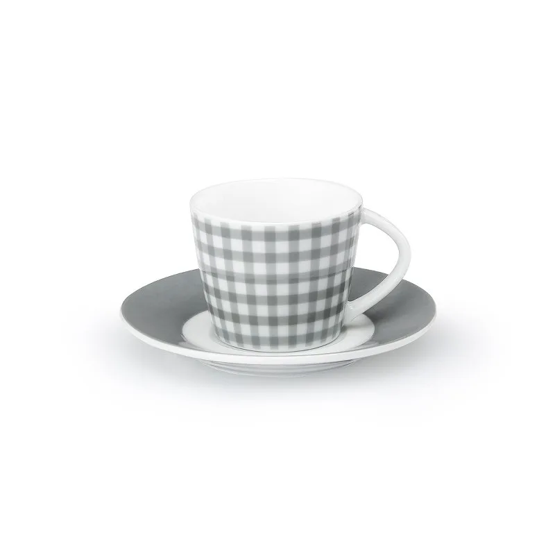 Φλυτζάνι Με Πιατάκι Πορσελάνης Καφέ 120ml Fino Grey 103 CRYSPO TRIO 15.103.17 (Σετ 6 Τεμάχια) (Υλικό: Πορσελάνη, Χρώμα: Γκρι) - CRYSPO TRIO - 15.103.17