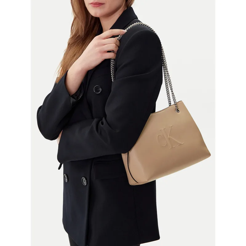Τσάντα Calvin Klein Jeans Sculpted Chain Shoulder Bag LV04K3163G Μπεζ