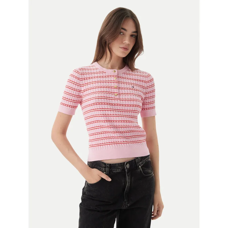Tommy Hilfiger Πουλόβερ WW0WW49613 Ανοιχτό ροζ Slim Fit