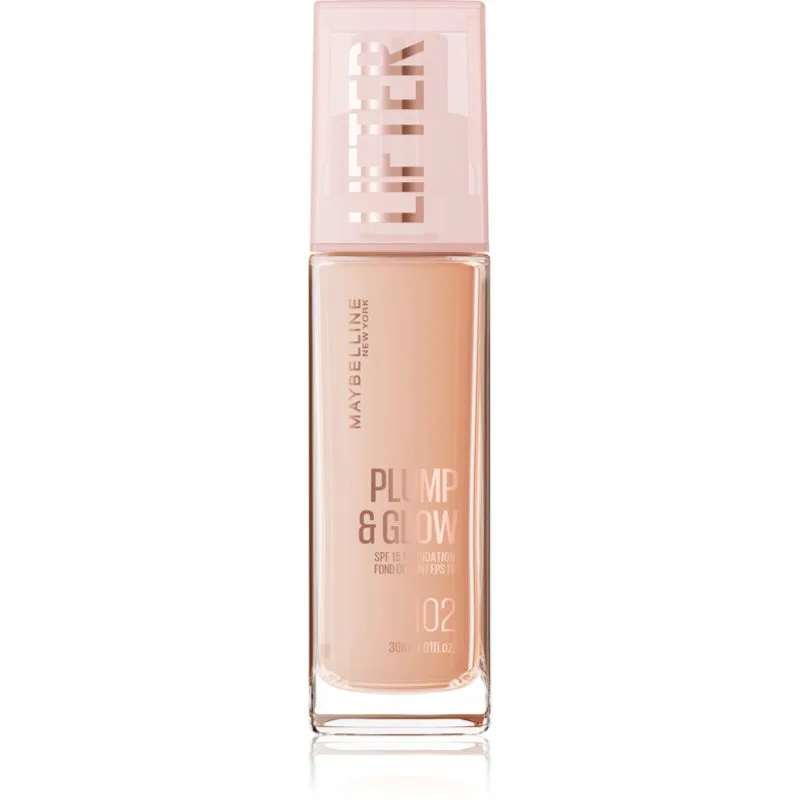 MAYBELLINE NEW YORK Lifter Plump & Glow λαμπρυντικό μεικ απ για φυσική εμφάνιση απόχρωση 102 30 ml