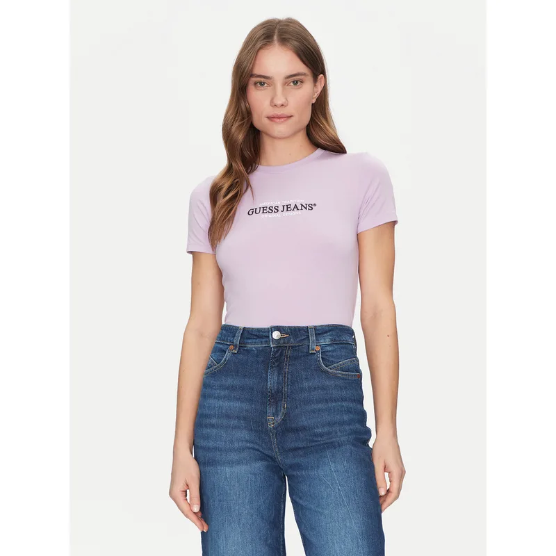 Guess Jeans T-Shirt W4YI03 J1314 Μωβ Slim Fit