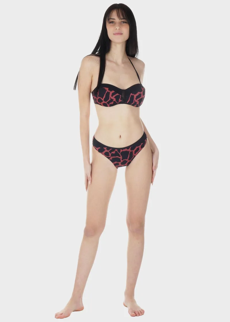 Σετ γυναικείο μαγιό bikini all print bra ενσωματωμένη ενίσχυση αποσπώμενο λουράκι slip κανονική γραμμή.Καλύπτει B Cup COPPER