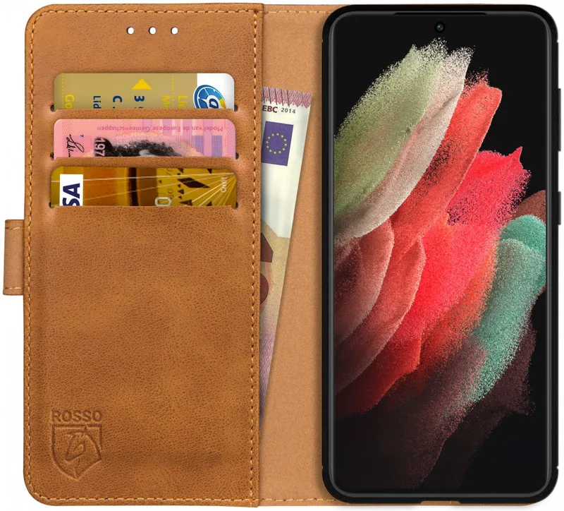 Κόκκινο Element PU Θήκη Πορτοφόλι Samsung Galaxy S21 Ultra 5G - Light Brown (8719246286094)