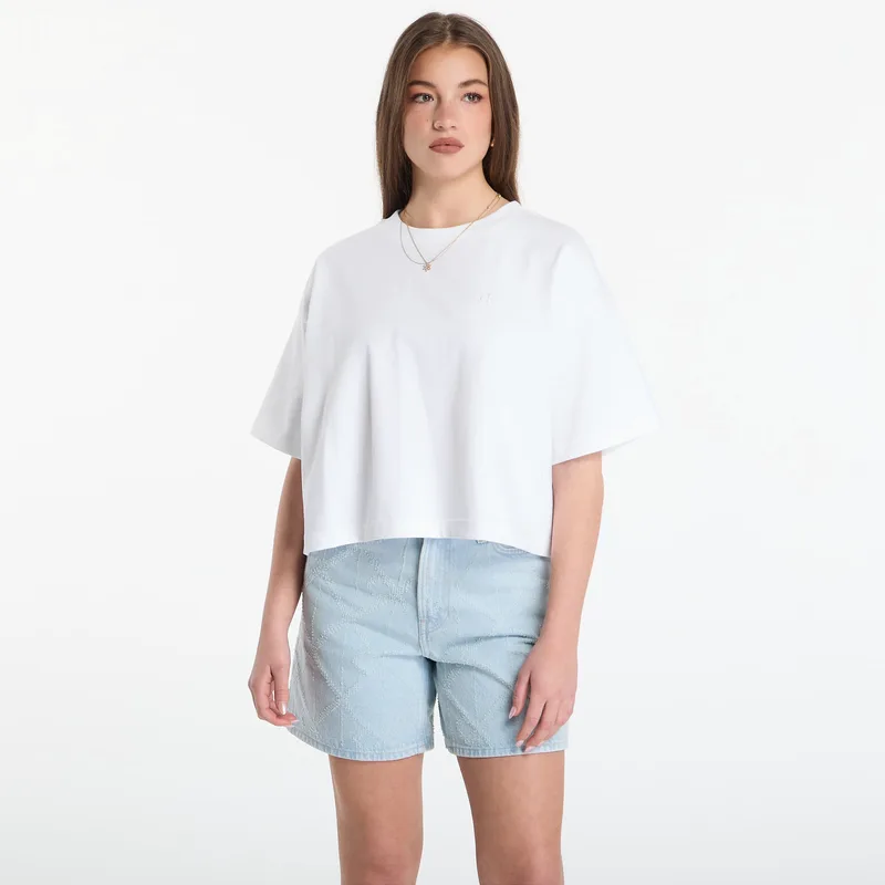T-shirt Calvin Klein Jeans Ss Cropped Boxy Satin Floral Tee Bright White S