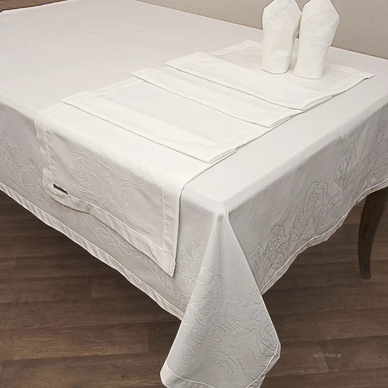 Τραπεζομάντηλο 8 Ατόμων (165x260) Anna Riska 2410 White