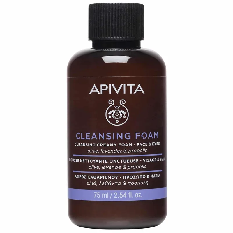 Apivita Cleansing Creamy Foam for Face & Eyes Κρεμώδης Αφρός Καθαρισμού για Πρόσωπο & Μάτια με Ελιά, Λεβάντα & Πρόπολη 75ml