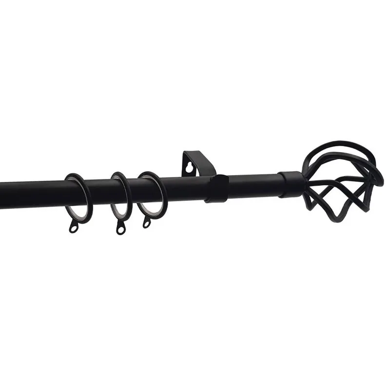 Κουρτινόξυλο Φ19mm Μονό Επεκτεινόμενο 120-210cm Με Άκρα Grace Black Mat 790124