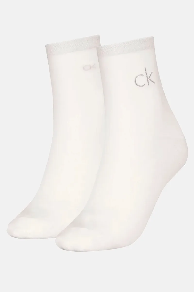 Calvin Klein γυναικείες κάλτσες CK Women Sock Short Sock Shiny Logo (Συσκ. με 2 ζεύγη)-701229680-003