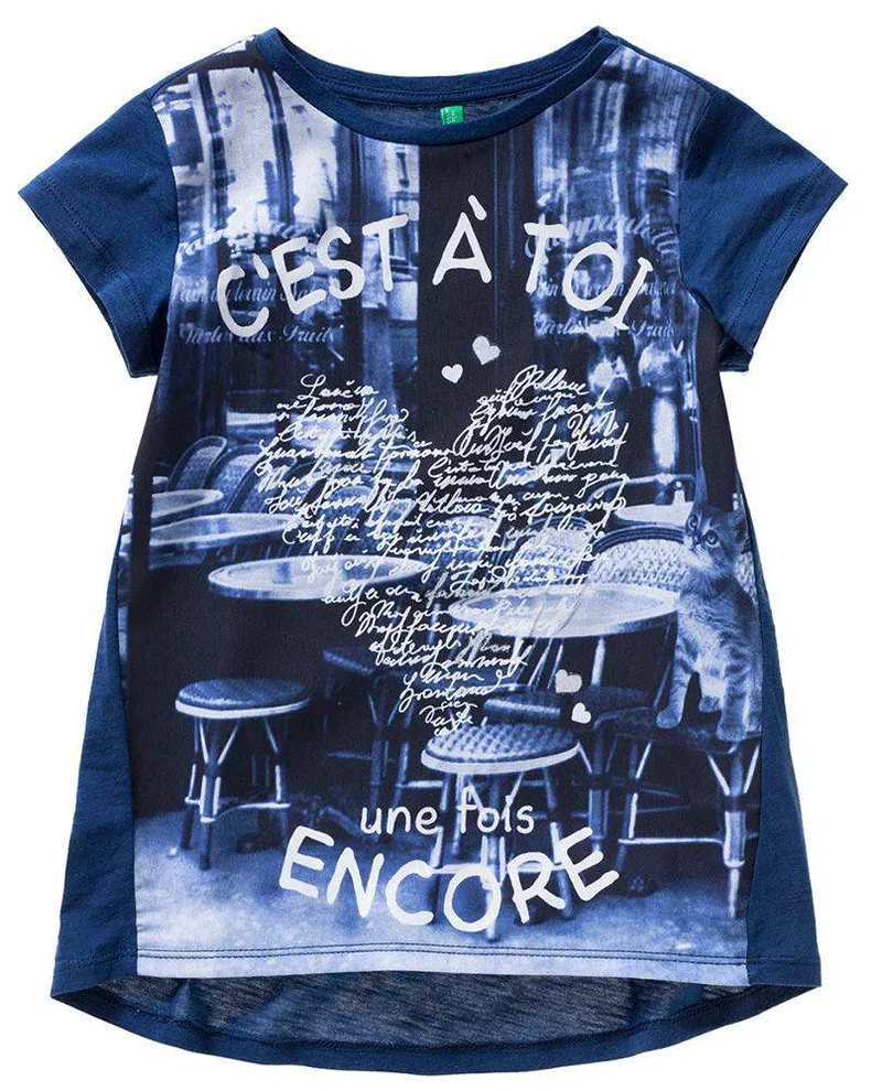 ΜΠΛΟΥΖΑ ΜΕ ΚΟΝΤΟ ΜΑΝΙΚΙ BENETTON SEASIDE CITY ΣΚΟΥΡΟ ΜΠΛΕ (82 CM)-(1-2 ΕΤΩΝ)