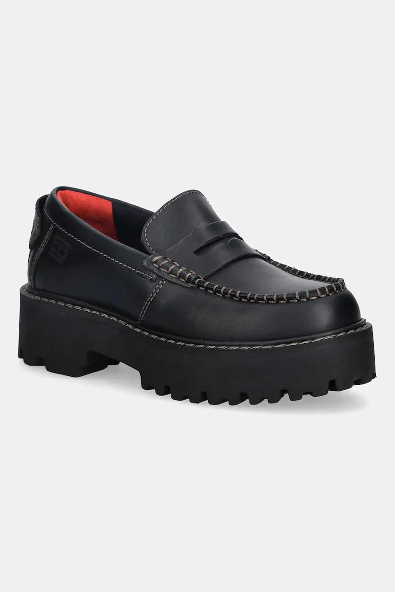 Δερμάτινα μοκασίνια Tommy Jeans ARCHIVE 01 LOAFER LEATHER