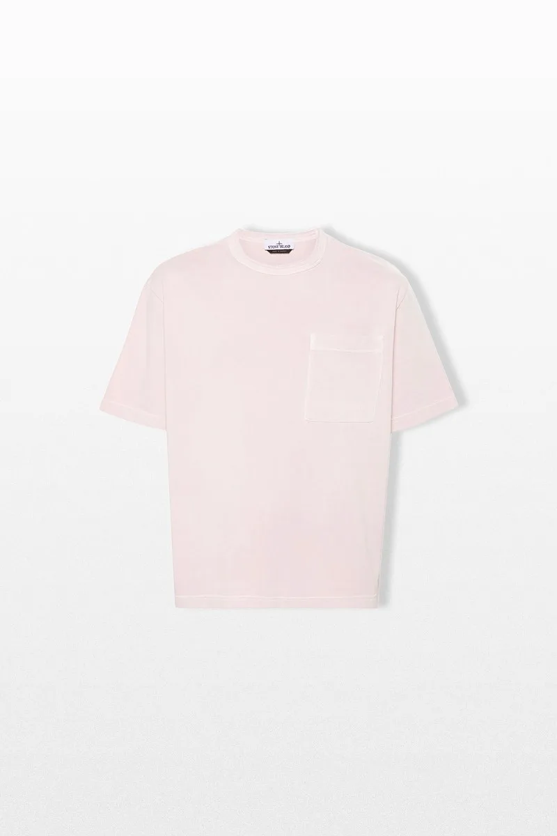 STONE ISLAND Ανδρικό Ροζ Back Stripes T-Shirt With Pocket