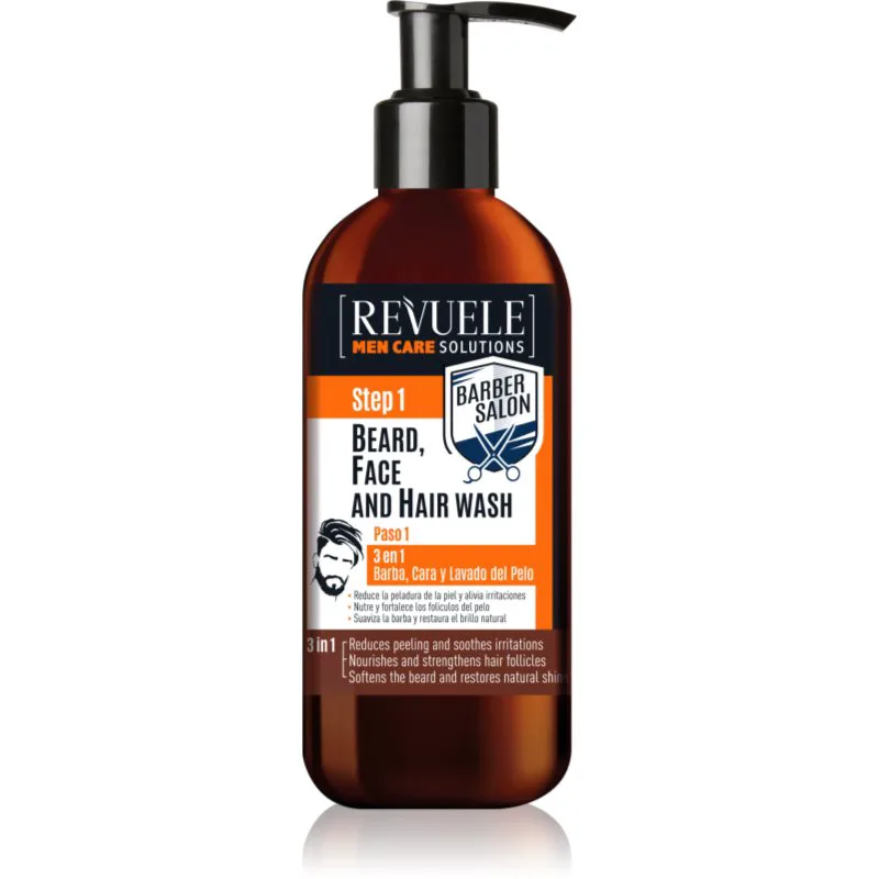 Revuele Men Care Solutions Barber Salon σαμπουάν για μαλλιά και γένια 3 σε 1 300 ml