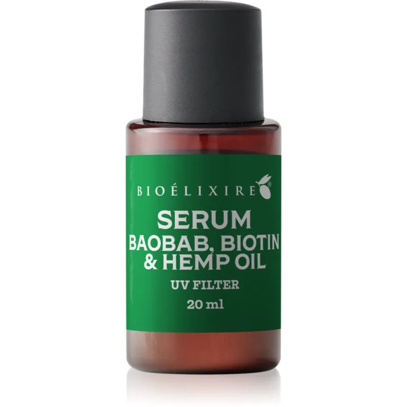 Bioélixire Serum Baobab, Biotin & Hemp Oil ορός για κατεστραμμένα και εύθραυστα μαλλιά με φίλτρο UV 20 ml