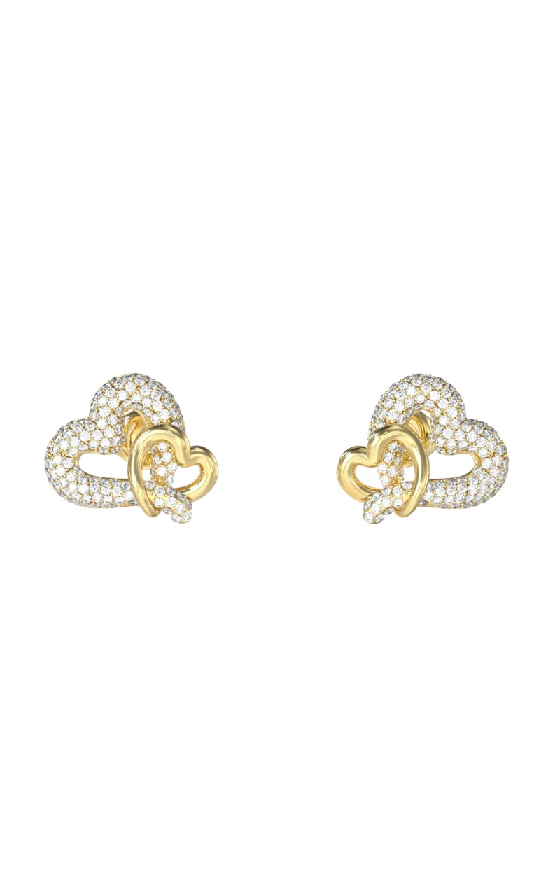 GUESS STEEL LOVE BITES JUBE06054JWYGT/U Σκουλαρίκια Χρυσές Καρδιές Με Πέτρες