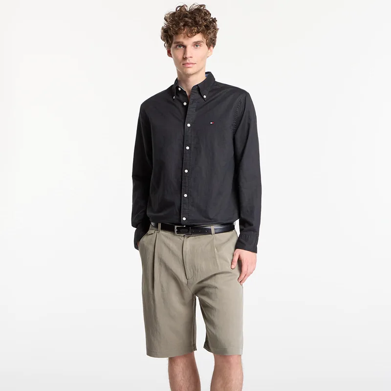 Πουκάμισο Tommy Hilfiger Linen Blend Solid Btd Rf Shirt Black L