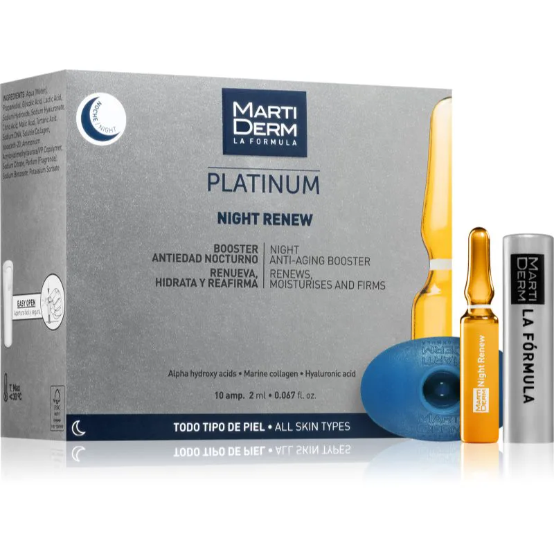 MartiDerm Platinum Night Renew αντιρυτιδικός ορός νύχτας σε αμπούλες 10x2 ml
