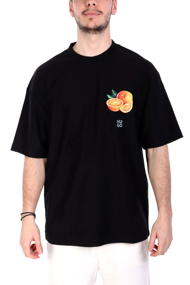 HUGO T-SHIRT DARTIEE LOGO ΜΑΥΡΟ