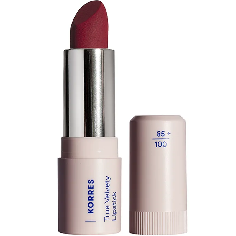 Korres True Velvety Lipstick Κραγιόν με Κρεμώδη υφή & Πλούσιο Χρώμα με Μόλις Ένα Πέρασμα 3g - 55 Vivid Red