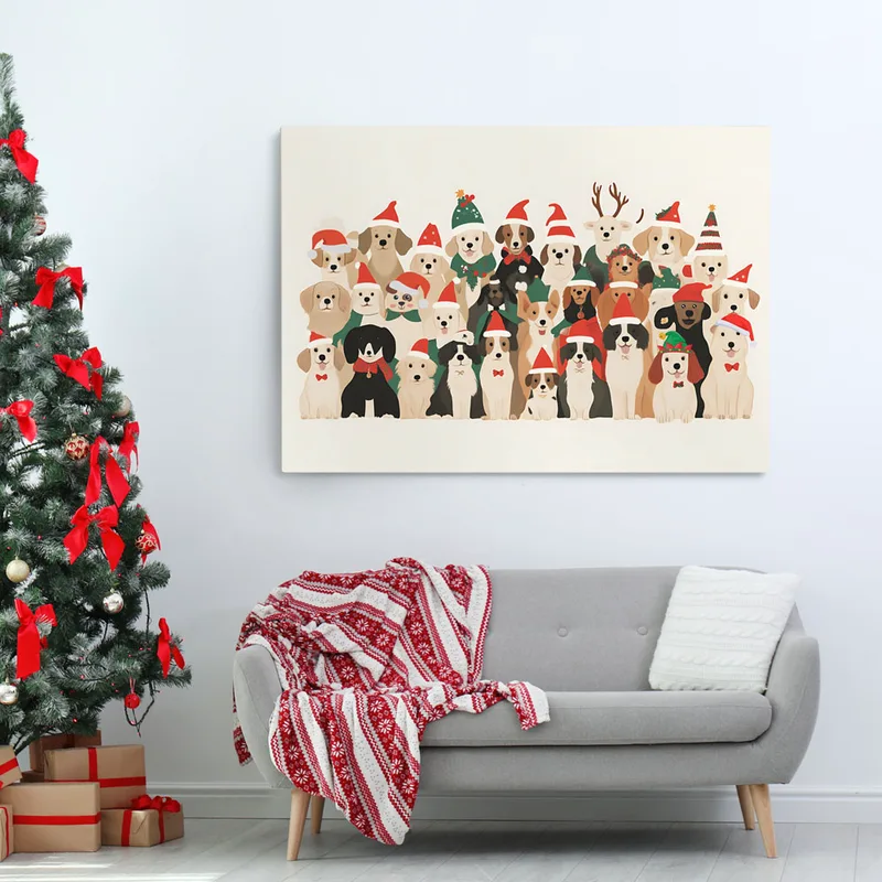 Πινακας σε καμβά XMAS DOGS