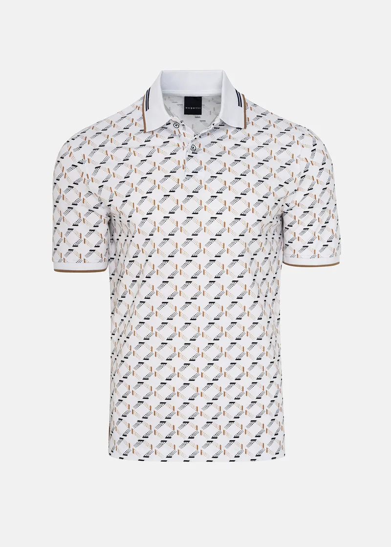Bugatti Polo Μπλούζα της σειράς Print - 8150 75032C 10 White