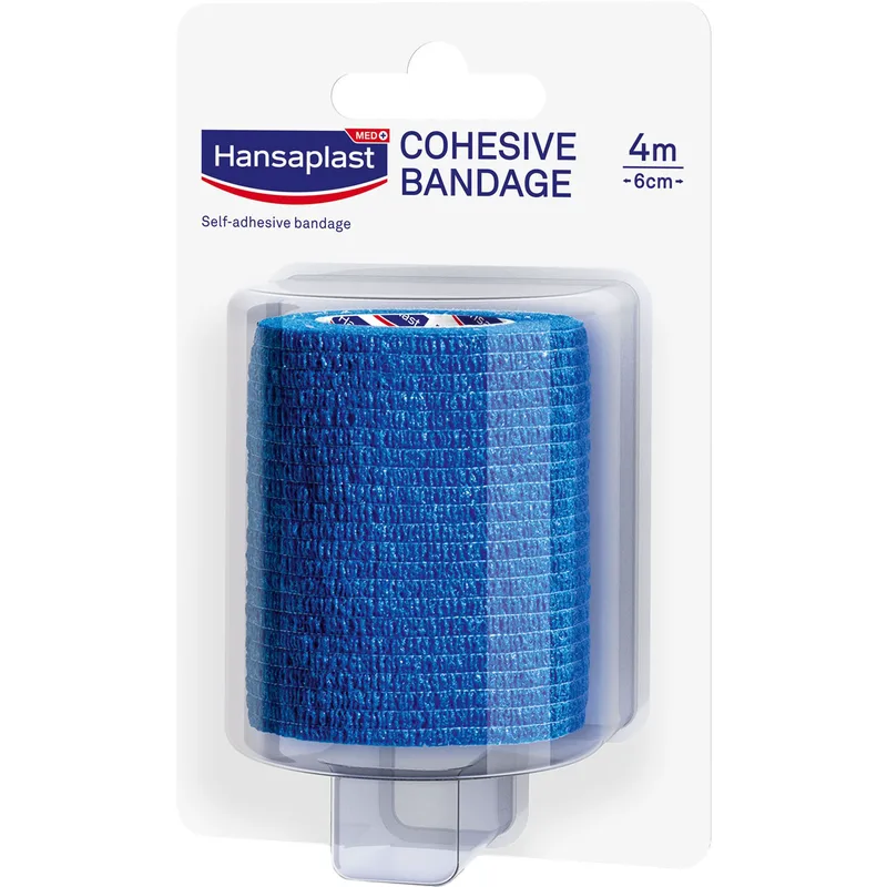 Hansaplast Med+ Cohesive Bandage 4m x 6cm Αυτοσυγκρατούμενος Επίδεσμος για Στερέωση Γαζών, 1 Τεμάχιο