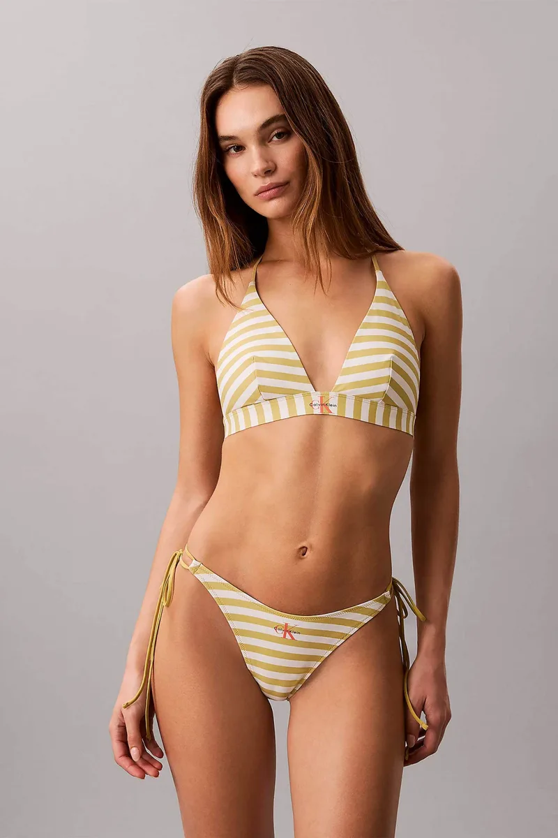 Calvin Klein γυναικείο μαγιό μπικίνι τοπ trinagle με monogram - LV00Q61225 Μουσταρδί